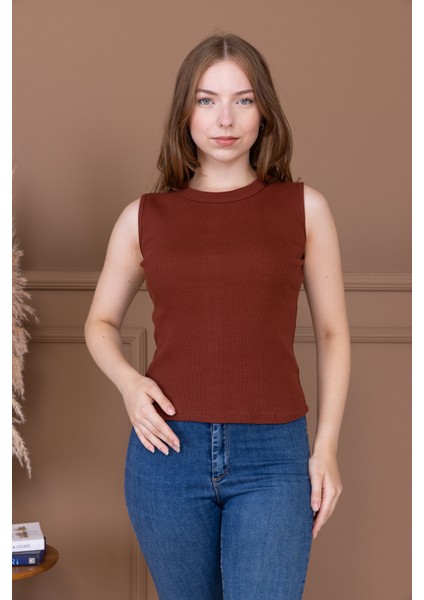 Kaşkorse Sıfır Kol Bisiklet Yaka Atlet Bluz