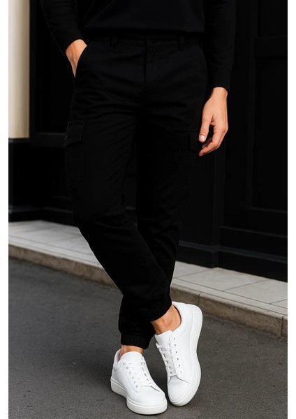 Erkek Günlük Trend Lastikli Siyah Kargo Pantolon fırsatları