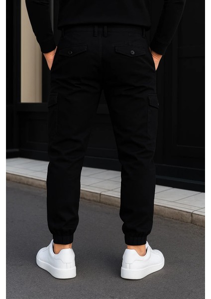 Erkek Günlük Trend Lastikli Siyah Kargo Pantolon indirimleri