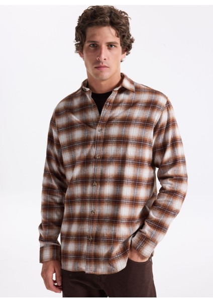 Normal Kahve Erkek Gömlek 12279546_JJJOSHUA Check Shırt Ls