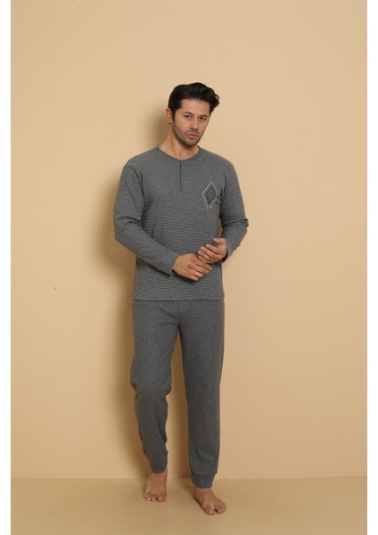 Flk 7008 Interlok Kışlık Pijamalı Erkek Pijama Takımı