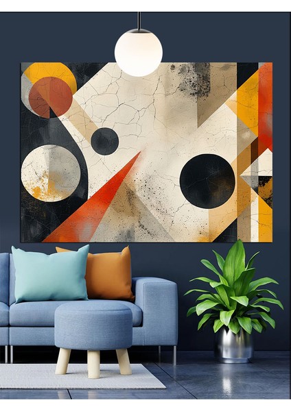 Geometrik Desen Soyut Sanat Dekoratif Kanvas - Mdf Ahşap Tablo