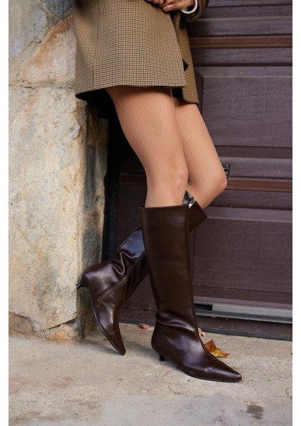 Marry Kadın Kahve Mını Topuklu Çizme