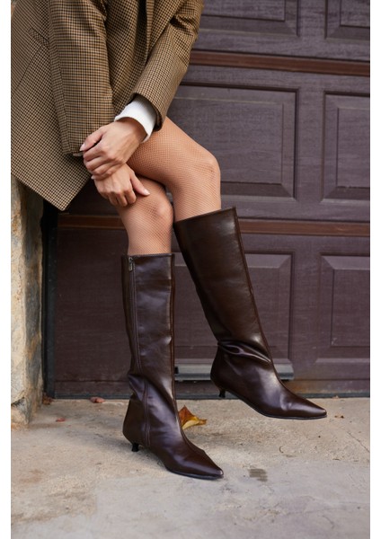 Marry Kadın Kahve Mını Topuklu Çizme modelleri