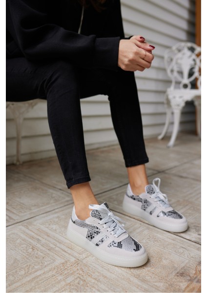 Pollo Kadın Gumus Yılan Malzeme Garnılı Bagcıklı Sneaker fiyatları