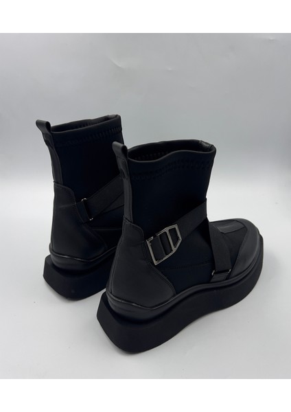 Adrinal Siyah Streç Kemer Detay Düz Taban Kadın Spor Bot fırsatları