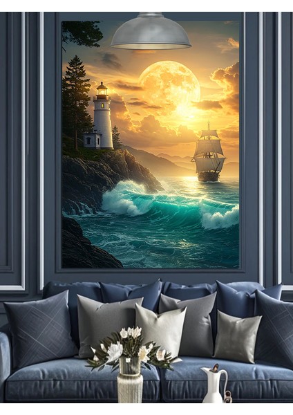 Deniz Feneri ve Gemi Dekoratif Kanvas - Mdf Ahşap Tablo modelleri