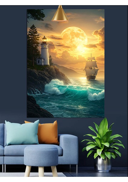 Deniz Feneri ve Gemi Dekoratif Kanvas - Mdf Ahşap Tablo indirimleri