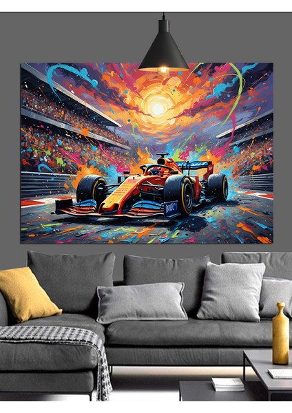 Hızlı Yarış Arabası Pistte Dekoratif Kanvas - Mdf Ahşap Tablo modelleri