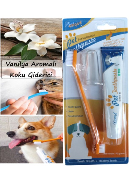 2 Fırçalı Kedi ve Köpek Diş Macun Seti