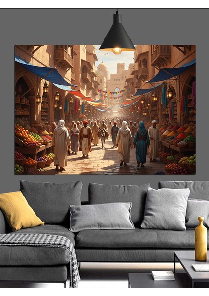 Tarihi Çarşı Dekoratif Kanvas - Mdf Ahşap Tablo