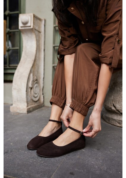 Silva Kadın Kahve Gercek Suet Atkı Detay Babet fırsatları