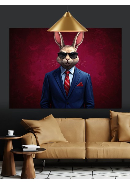 Tavşan Takım Elbiseli Dekoratif Kanvas - Mdf Ahşap Tablo indirimleri