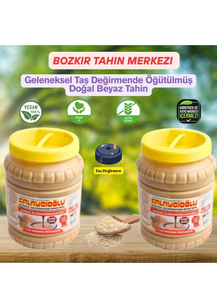 Bozkır Tahin Merkezi Taş Değirmen Beyaz Tahin 1900 gr x 2 Adet (Katkısız&gluten Içermez)