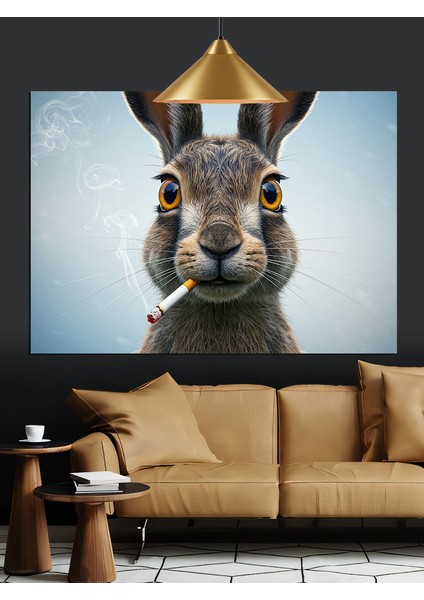 Beyaz Tavşan Detay Portresi Dekoratif Kanvas - Mdf Ahşap Tablo