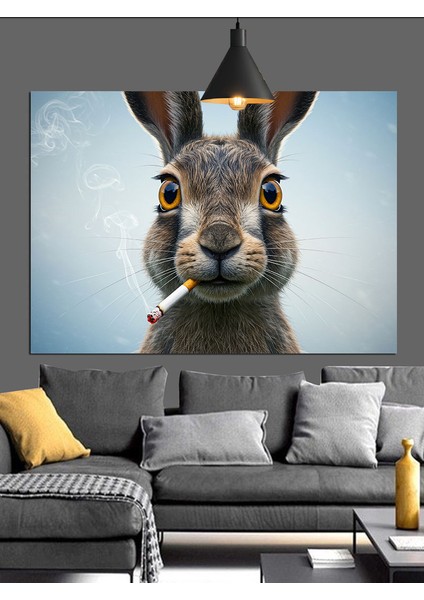 Beyaz Tavşan Detay Portresi Dekoratif Kanvas - Mdf Ahşap Tablo fiyatları