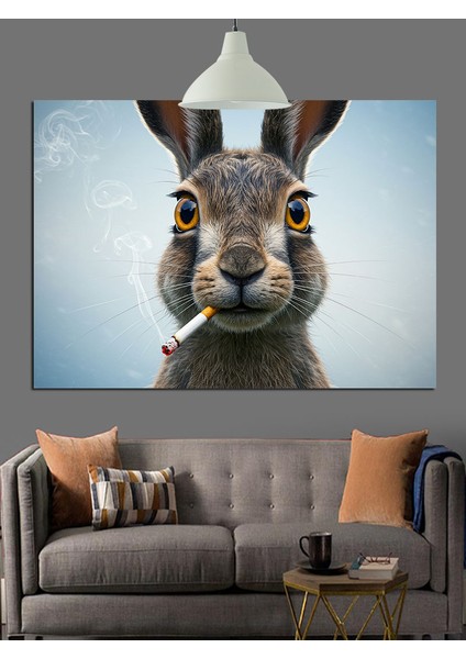 Beyaz Tavşan Detay Portresi Dekoratif Kanvas - Mdf Ahşap Tablo modelleri