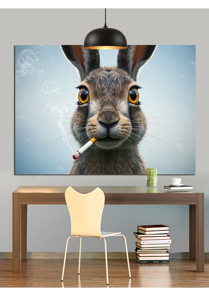 Beyaz Tavşan Detay Portresi Dekoratif Kanvas - Mdf Ahşap Tablo fırsatları