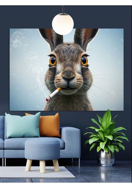 Beyaz Tavşan Detay Portresi Dekoratif Kanvas - Mdf Ahşap Tablo indirimleri
