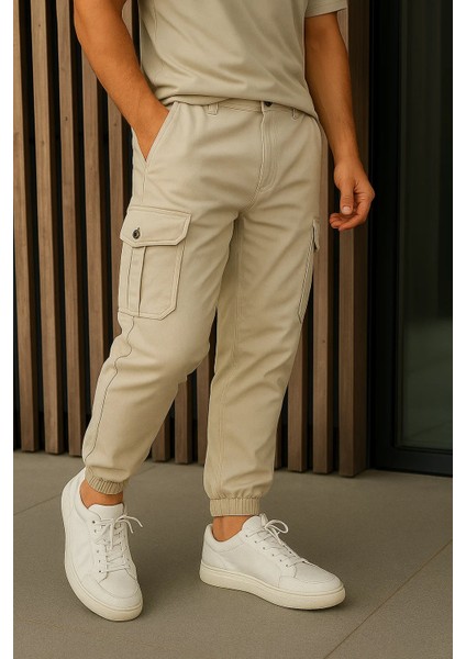 Erkek Yüksek Bel Lastikli Taş Taktik Kargo Pantolon fırsatları