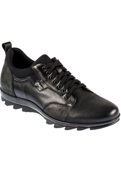 Bağcıklı Siyah Hakiki Deri Kauçuk Taban Sıcak Astar Kışlık Erkek Ayakkabı 9510 636 551