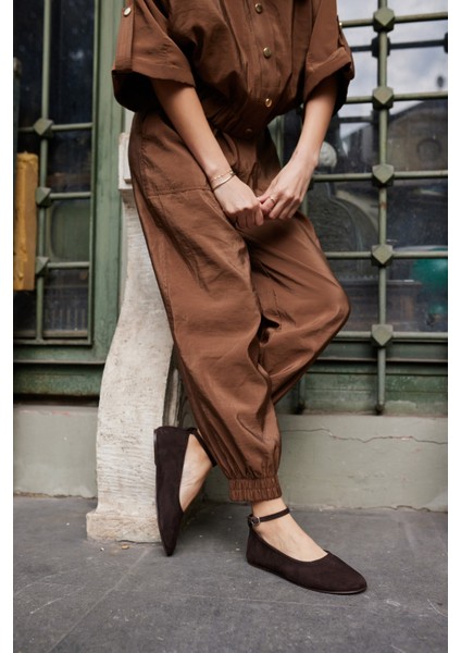 Silva Kadın Kahve Gercek Suet Atkı Detay Babet indirimleri