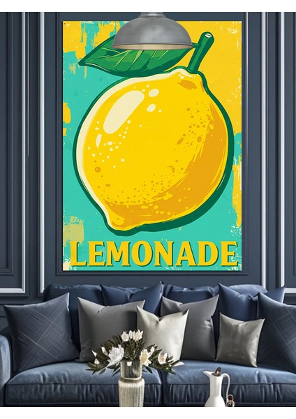 Sarı Limonata Meyve Içeceği Ilanı Dekoratif Kanvas - Mdf Ahşap Tablo