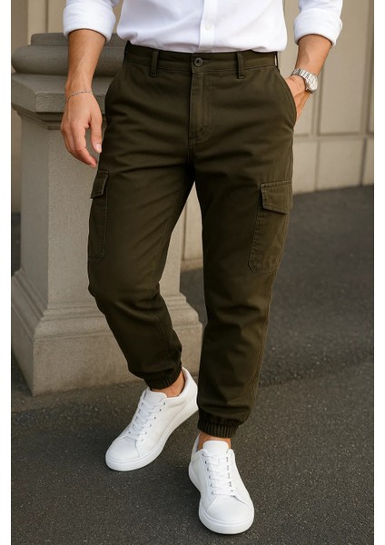 Erkek Günlük Trend Lastikli Haki Taktik Kargo Pantolon fiyatları