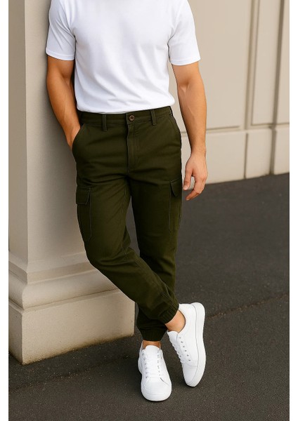 Erkek Günlük Trend Lastikli Haki Taktik Kargo Pantolon modelleri