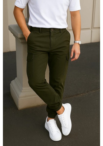 Erkek Günlük Trend Lastikli Haki Taktik Kargo Pantolon fırsatları