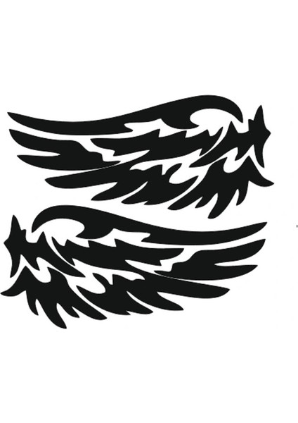 2 Adet Araba Motorsiklet Leptop Kask Kanat Sticker Reflektörlü ve Düz Renkler Piano Black