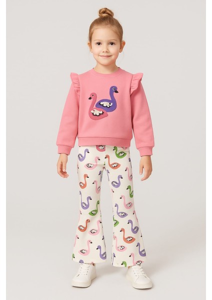 Kuğu Baskılı Kız Çocuk Takım