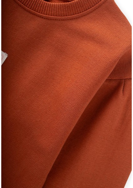Etiket Detaylı Sweatshirt Takım 1-7 Yaş Kiremit modelleri