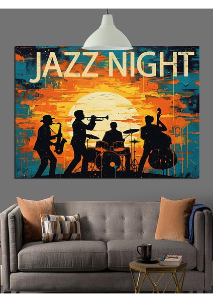 Caz Gecesi Müzisyenler Dekoratif Kanvas - Mdf Ahşap Tablo modelleri