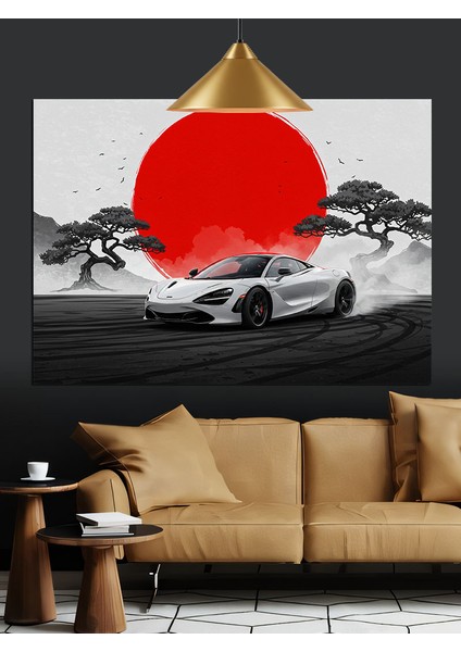 Beyaz Spor Araba Japonya Dekoratif Kanvas - Mdf Ahşap Tablo indirimleri
