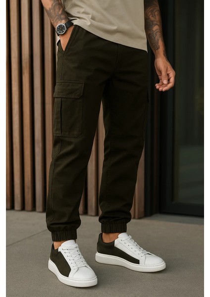 Erkek Yüksek Bel Lastikli Haki Taktik Kargo Pantolon fiyatları