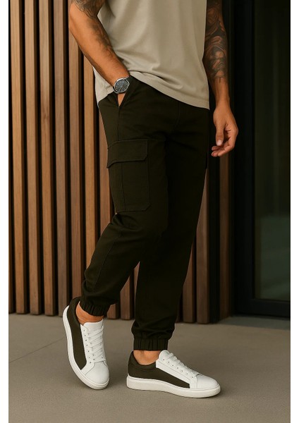 Erkek Yüksek Bel Lastikli Haki Taktik Kargo Pantolon fırsatları