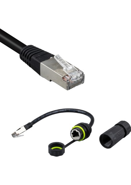 MN810XF Erkek–Dişi IP68 Su Geçirmez RJ45 Konnektör | Cat6 Kablolu Dış Mekân Ağ Bağlantısı