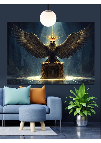 Yükselen Kral Kartal Dekoratif Kanvas - Mdf Ahşap Tablo
