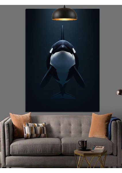 Okyanusta Balina Dekoratif Kanvas - Mdf Ahşap Tablo