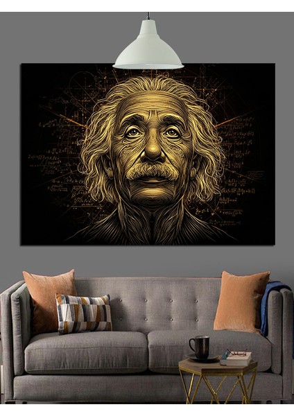 Einstein'ın Bilge Yüzü Dekoratif Kanvas - Mdf Ahşap Tablo