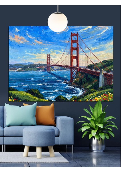 Altın Kapı Köprüsü Manzarası Dekoratif Kanvas - Mdf Ahşap Tablo indirimleri