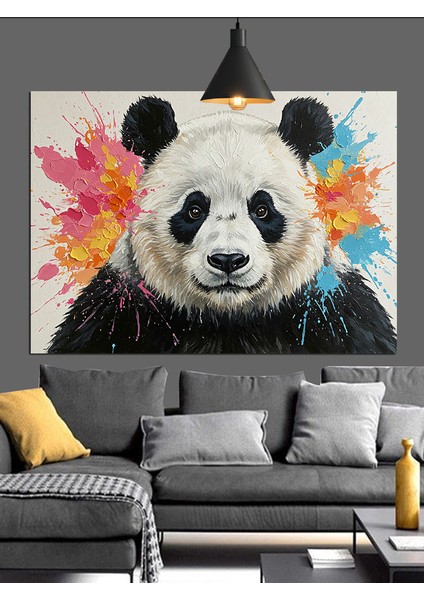 Suluboya Çizim Sevimli Panda Dekoratif Kanvas - Mdf Ahşap Tablo modelleri