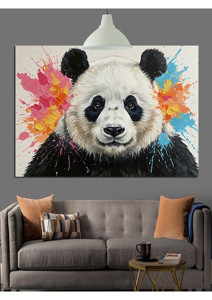 Suluboya Çizim Sevimli Panda Dekoratif Kanvas - Mdf Ahşap Tablo fırsatları