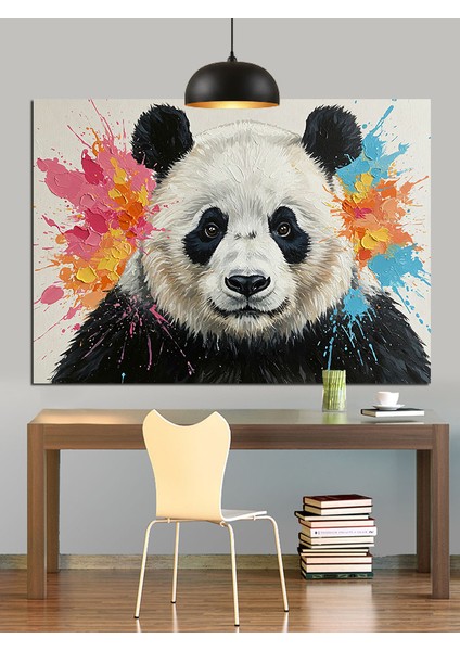 Suluboya Çizim Sevimli Panda Dekoratif Kanvas - Mdf Ahşap Tablo indirimleri