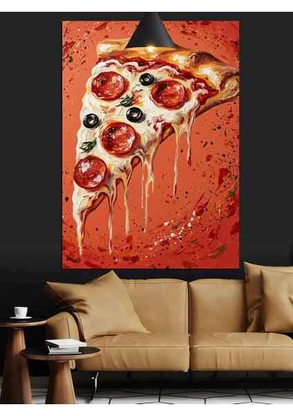 Tek Bir Büyük Pizza Dilimi Görünümü Dekoratif Kanvas - Mdf Ahşap Tablo indirimleri