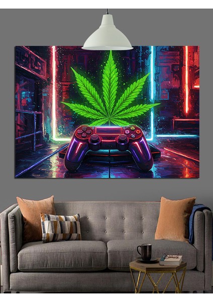 Yapraklı Kontrol Cihazı Dekoratif Kanvas - Mdf Ahşap Tablo