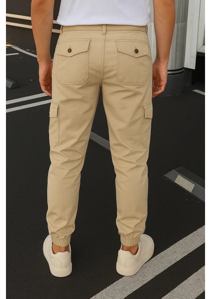 Erkek Lastikli Yüksek Bel Taş Taktik Kargo Pantolon