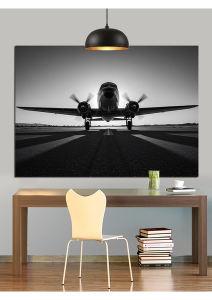 Kalkış Yapan Uçak Görüntüsü Dekoratif Kanvas - Mdf Ahşap Tablo