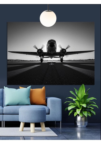 Kalkış Yapan Uçak Görüntüsü Dekoratif Kanvas - Mdf Ahşap Tablo fiyatları